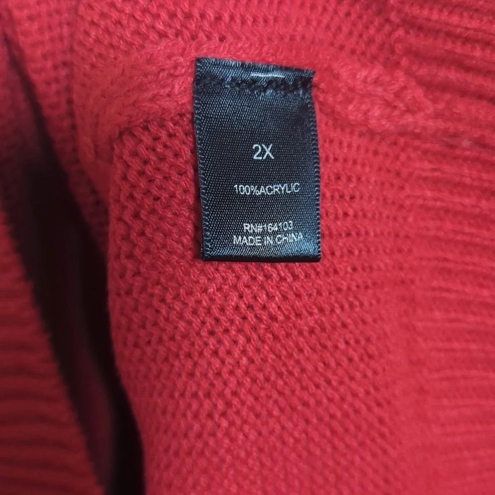 Red Sweater Atlanta and White‎ Oversized Romantic Slouchy Women's Sweater 2X